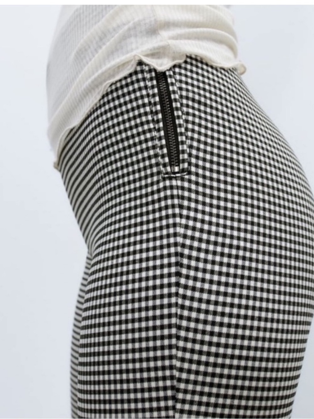 Zara Black & White Gingham Ankle Skinny Pants - Picture 3 of 6